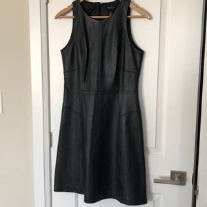 Genuine leather sleeveless dress.